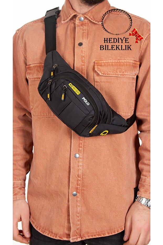 Unisex Impertex Fabric USB Port Waterproof Shoulder and Waist Bag with Cross Strap