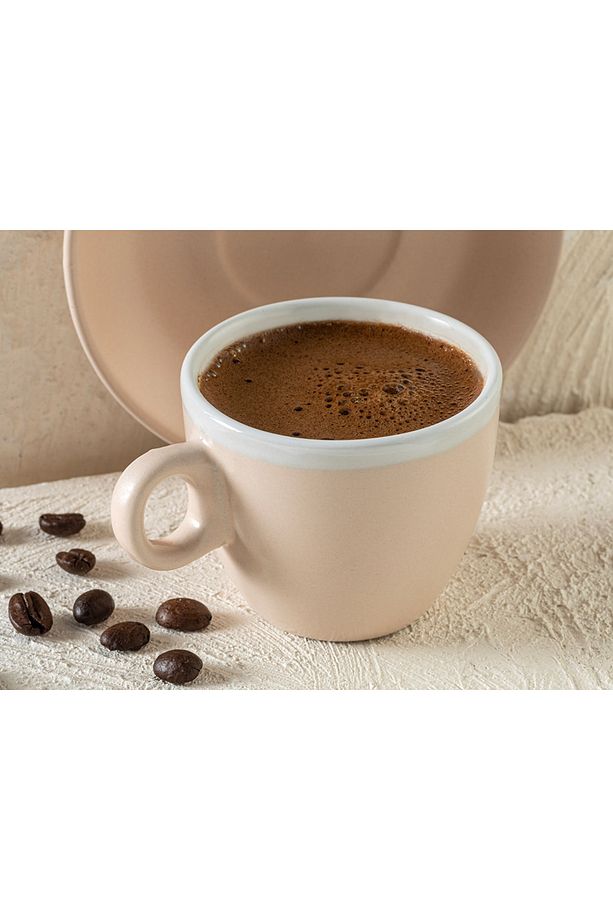 STD Edno Stoneware 4 Parça 2 Kişilik Kahve Fıncan Takımı 100 ml Kahve-pudra Klasik - 2