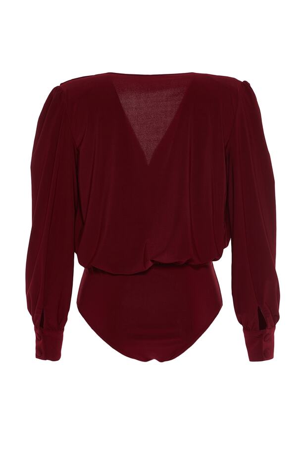 Koyu Bordo Anvelop Çıtçıtlı Örme Body TPRSS21BD0029 - 8