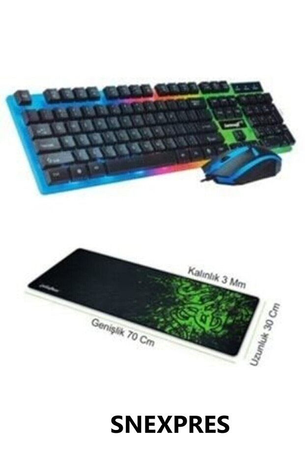 Işıklı Klavye Oyuncu Klavye Mouse Set - 1