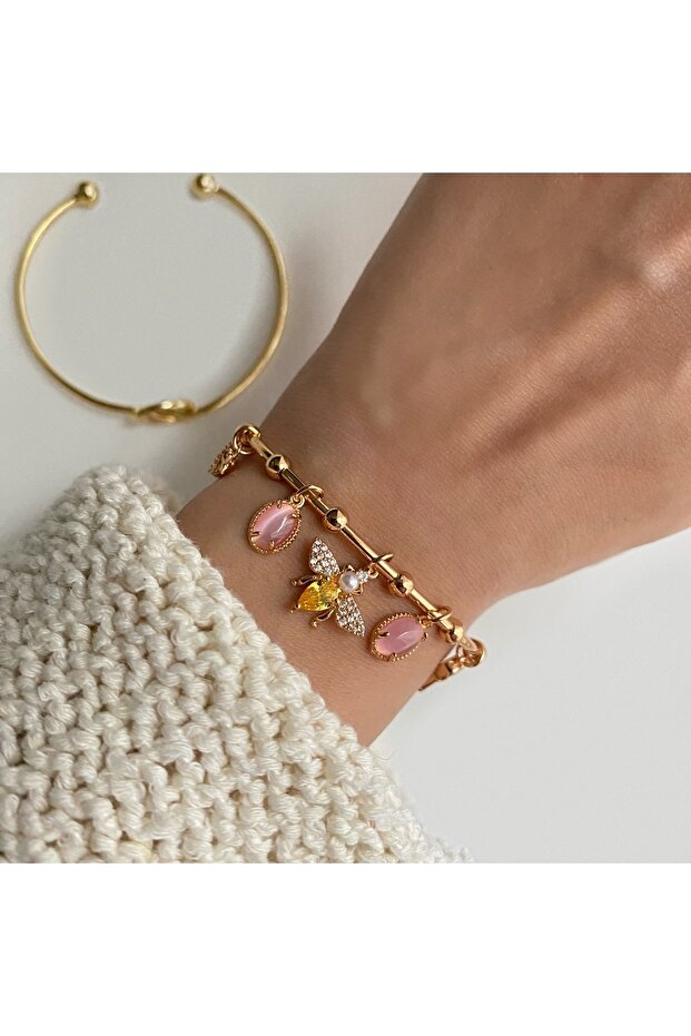 Women's Adjustable Cuff Bracelet with Bee Detail