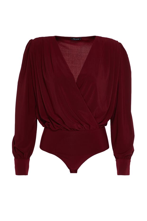 Koyu Bordo Anvelop Çıtçıtlı Örme Body TPRSS21BD0029 - 7