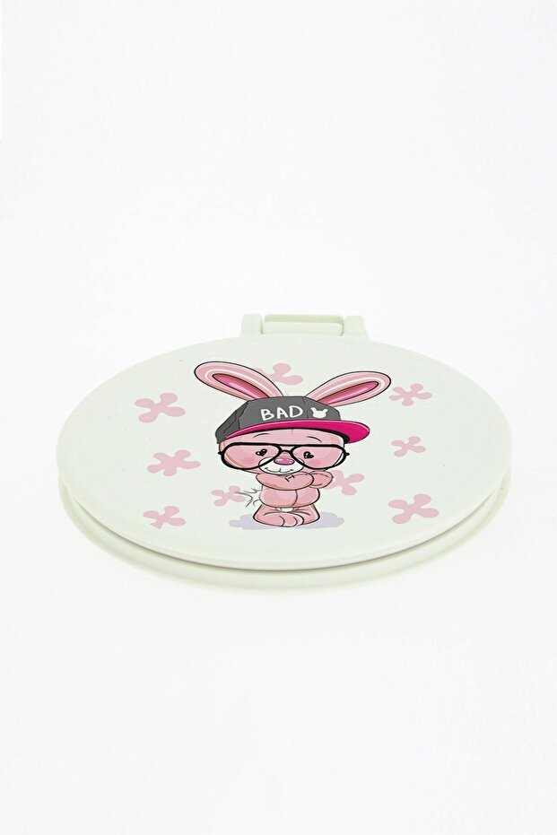 Cute Rabbit Patterned Small Makeup Mirror in a Bag - 1