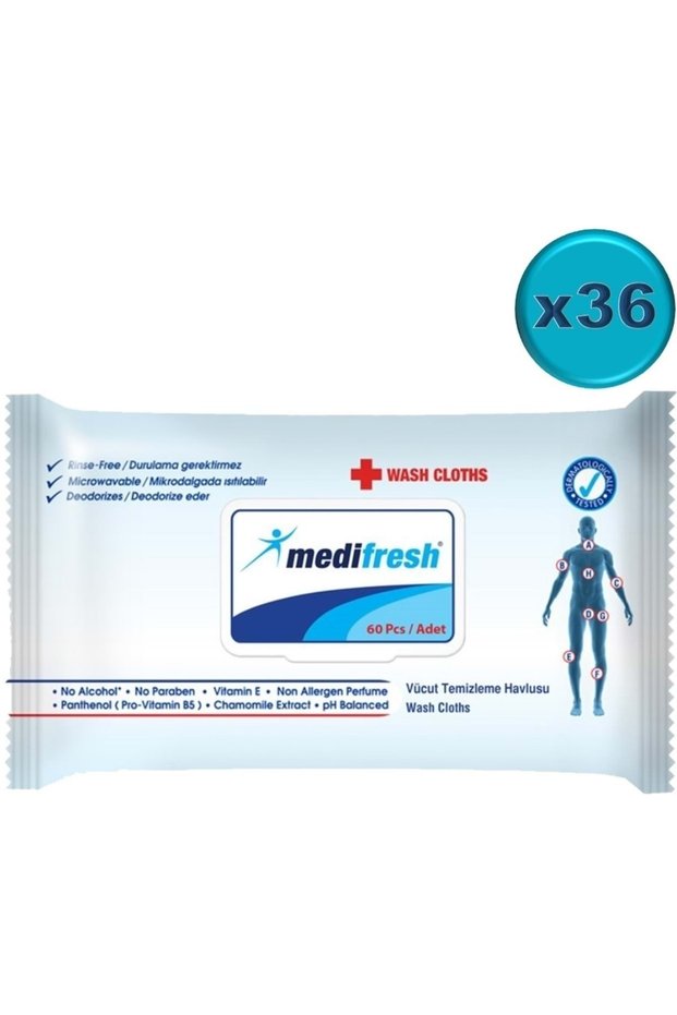 Adult Patient Body Cleaning Wipes-Towel 60 Sheets (Set of 36) with Plastic Cover