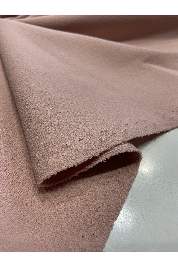 Pembe Kumlu Krep Duble Krep Esnek Likralıçift En Metrelik Giyim Ferace Elbise - 3