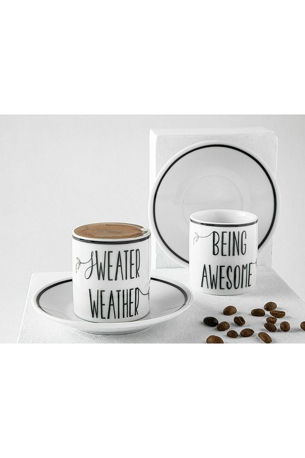 Awesome Weather Porselen 2'li Kahve Fincan Takımı 80 Ml Siyah - 2