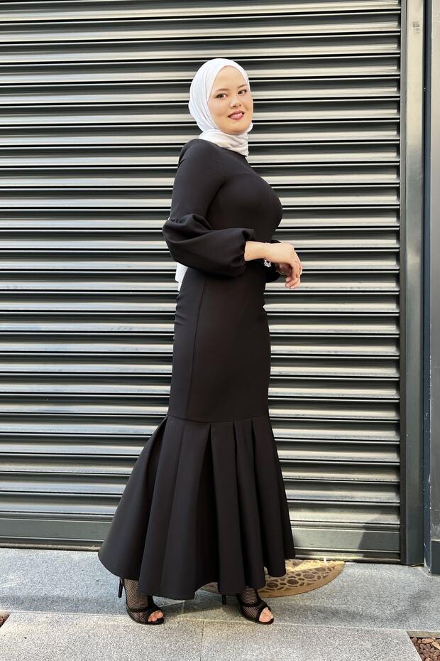 Balon Kol Balık Elbise - 5