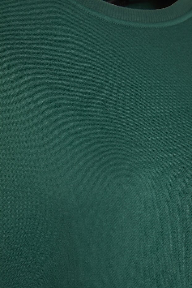 Zielona bluza oversize/z szerokim rozcięciem, szczegółowa, gruba polarowa bluza z dzianiny TWOAW23SW00195 - 7