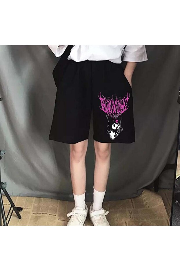Ery Anime Harajuku Kuromi Sanrio Combed Cotton Unisex Shorts