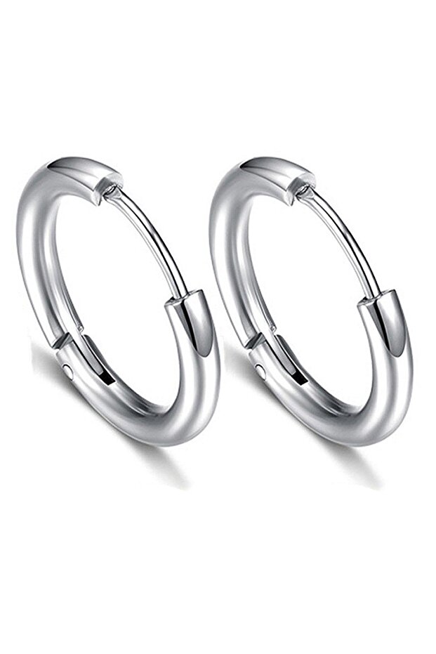 Silver Color Circle Unisex Steel Earring Ear08