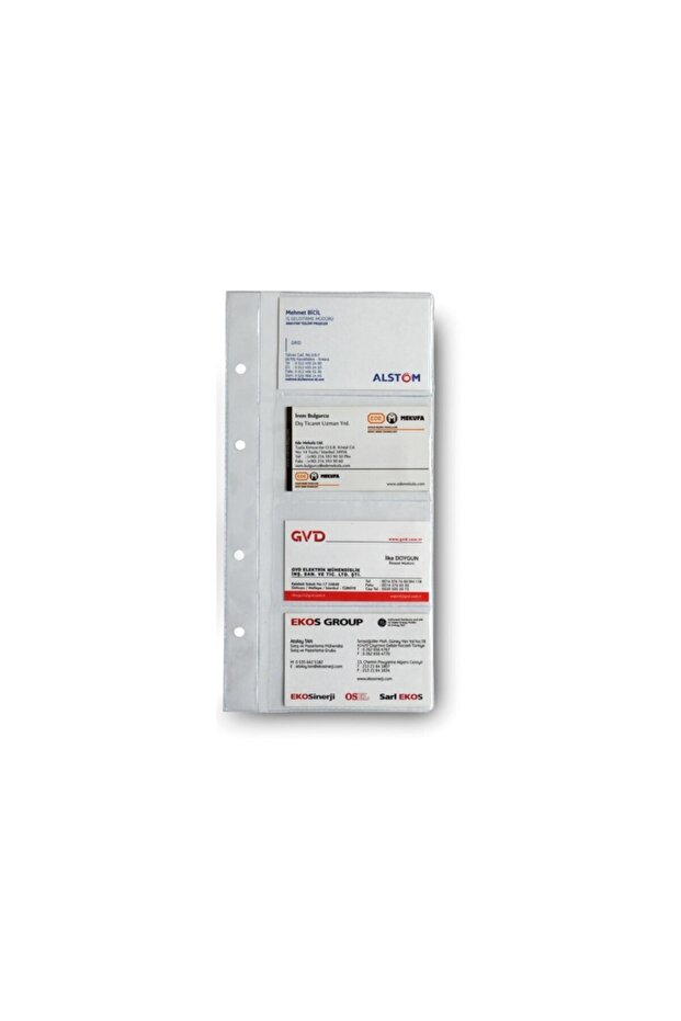 Mechanized Business Card Album Backup Transparent Narrow 4-Eye 12x25,5 Cm