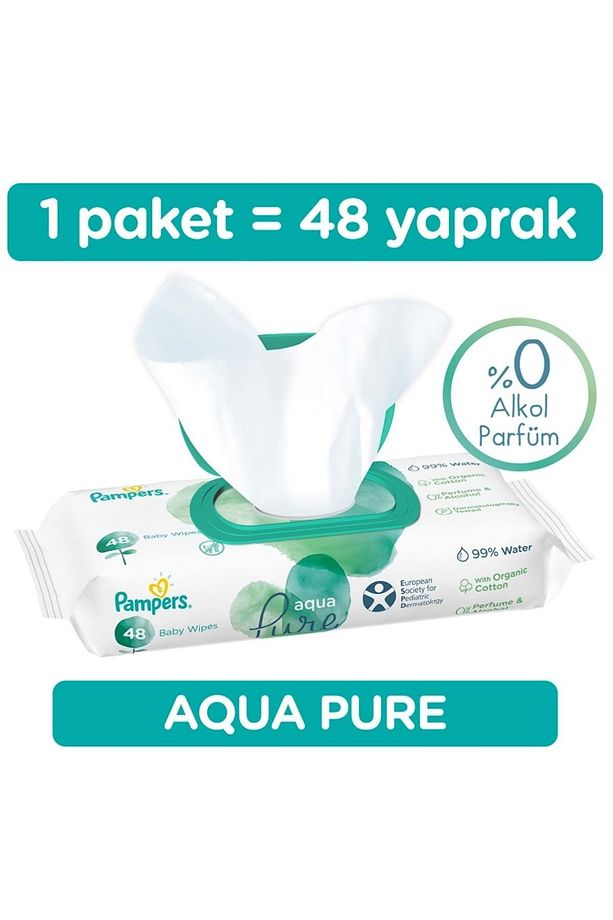 Pampers Harmonie Islak Havlu Mendil Aqua Pure 48 Yaprak 18 Li Set (864 YAPRAK) Organik Pamuk - 7
