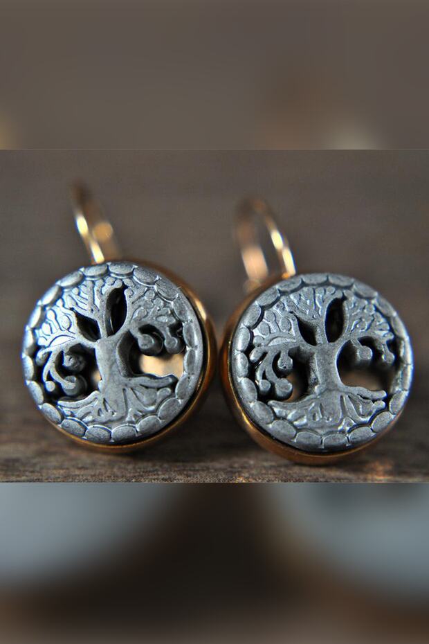 Hematite Stone Rose Gold Steel Earrings