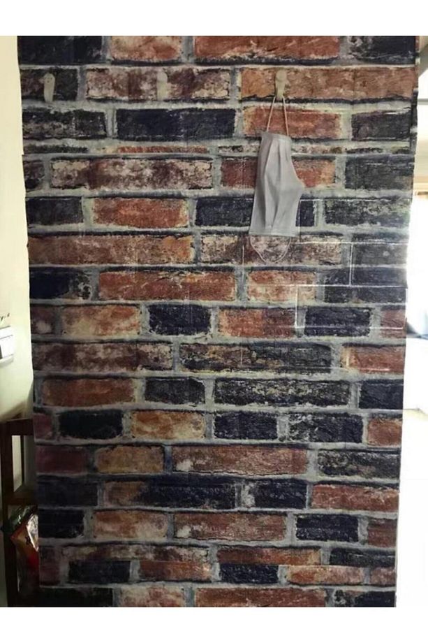 Nw61 Kırmızı Mavi Tuğla Desen Kendinden Yapışkanlı Duvar Paneli - 3