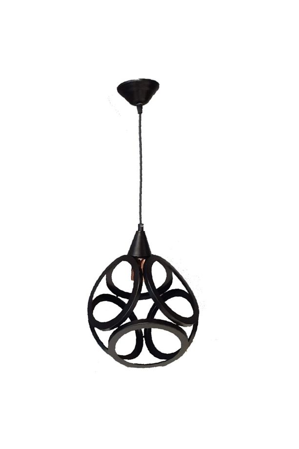 Siyah-Bakır Round Tekli Avize - 1