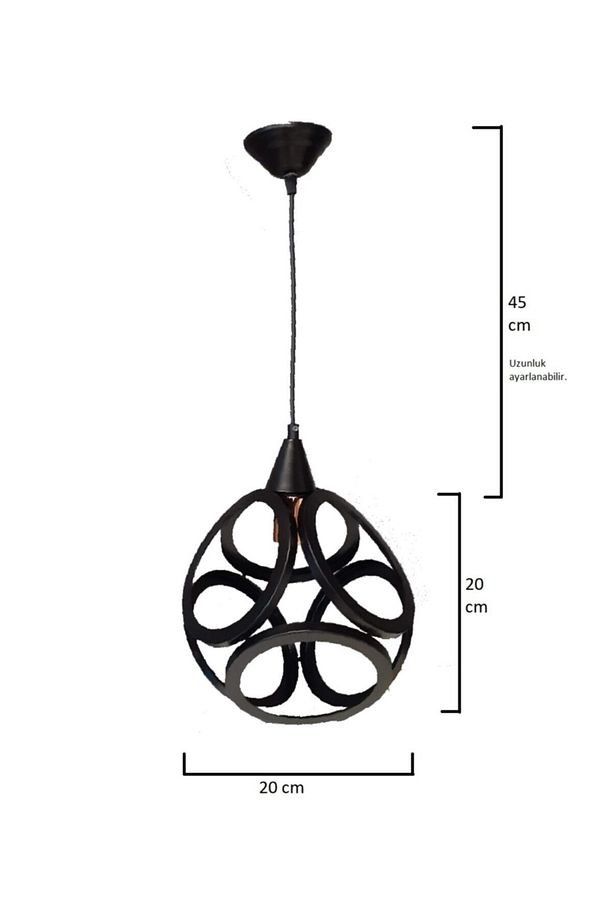Siyah-Bakır Round Tekli Avize - 2
