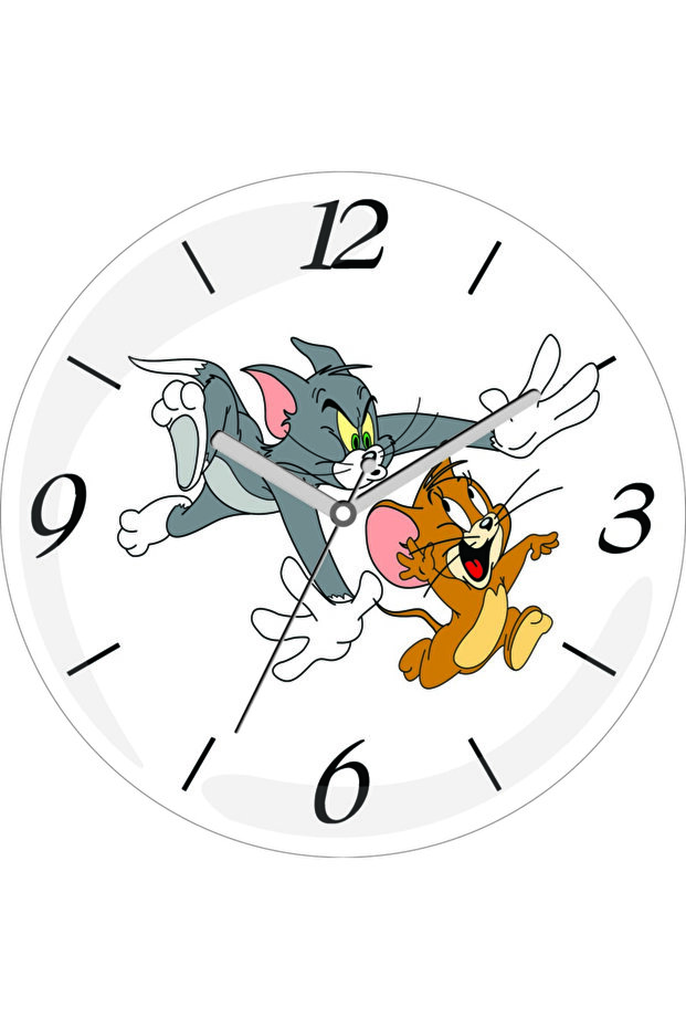 ساعة حائط من الزجاج الحقيقي من Tom And Jerry Chasing Silent Mite
