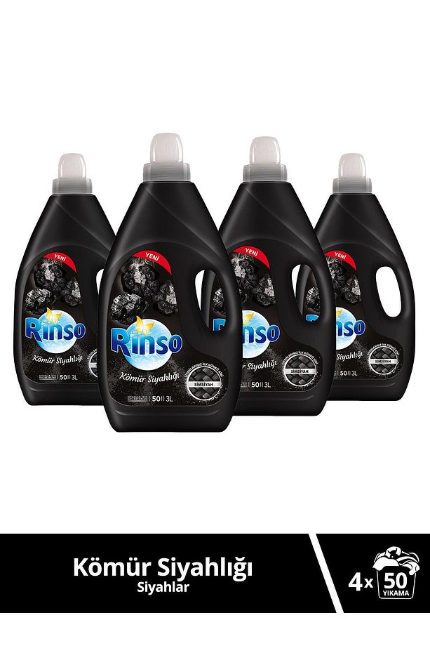 Kömür Siyahlığı Siyahlar için Çamaşır Deterjanı 3000 ML 50 Yıkama x 4 Adet - 1