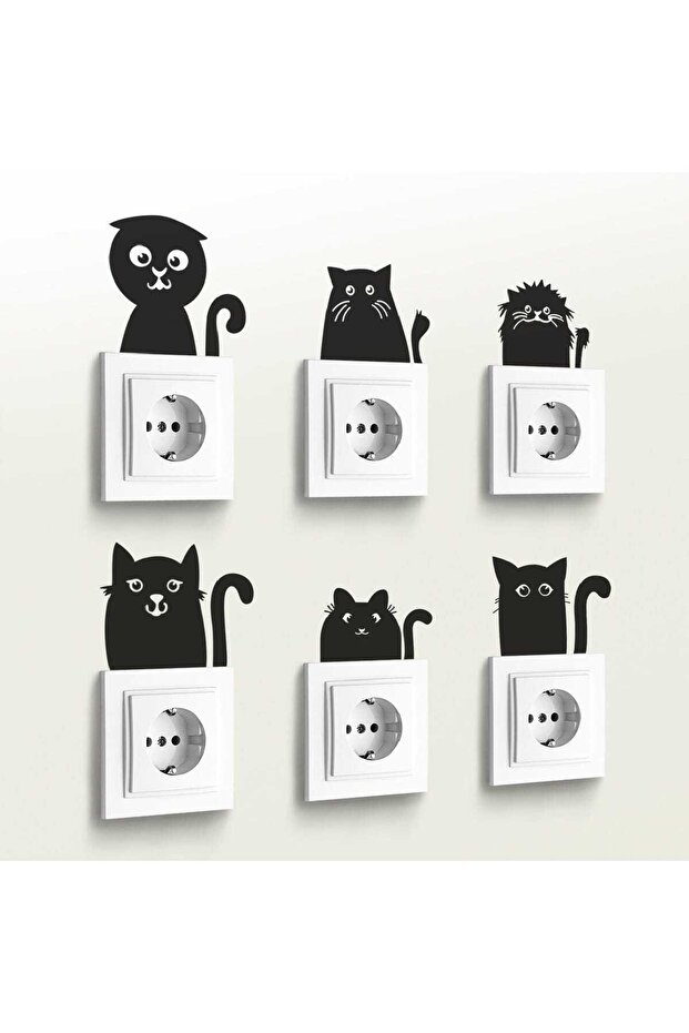 6 ملصقات مقبس التوصيل القطط - 1