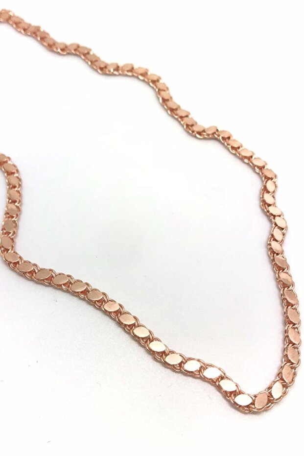 Gümüş Arpa Model Pullu Rose Boyun Zinciri Kolye - 1