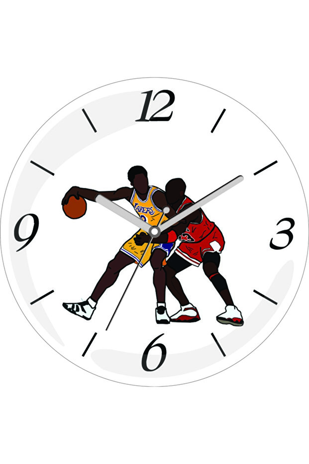 ساعة حائط من الزجاج الحقيقي من Kobe Bryant Vs Jordan Silent Mite