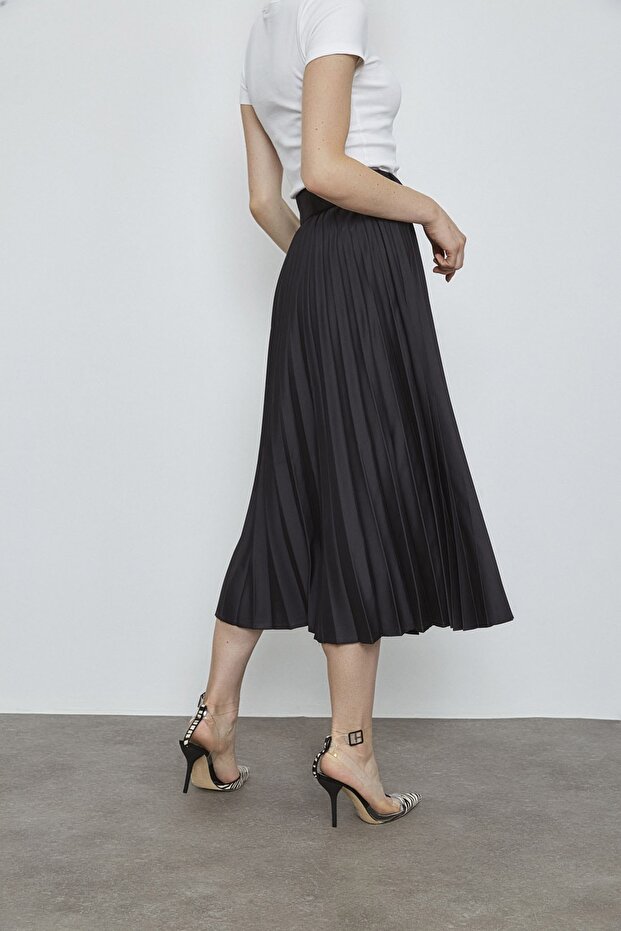Fustă plisată neagră de damă  - 4