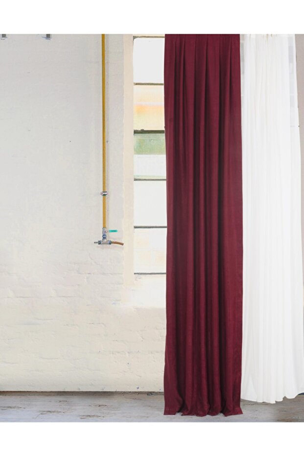 Background Curtain Claret Red Without Pleat