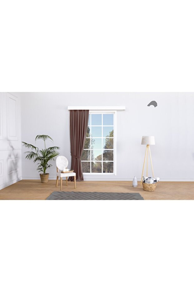 Background Curtain Brown Without Pleat