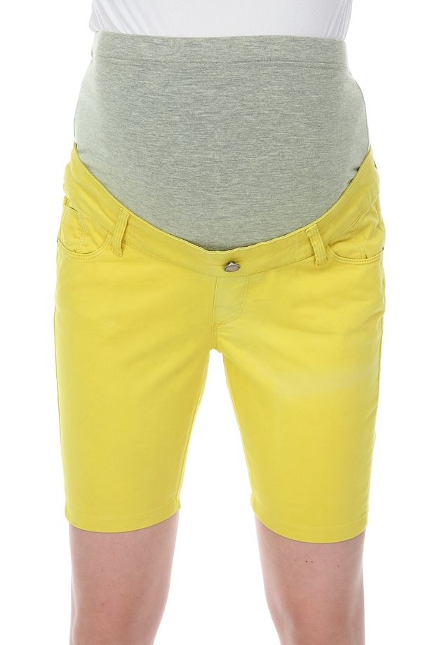 Limon Sarısı Hamile Gabardin Kot Şort - 4