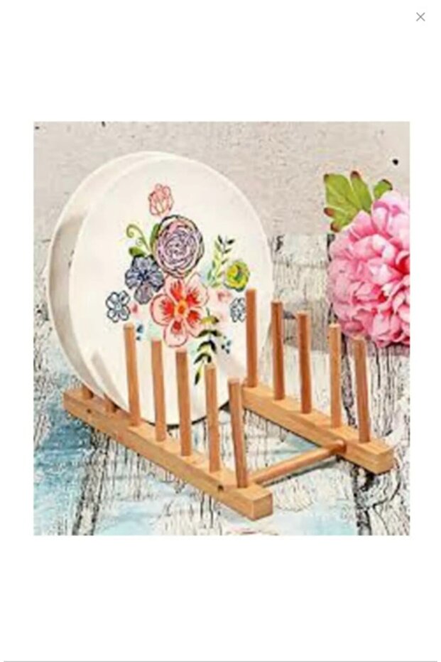 Bambu Tabak Standı 6 Lı Bambu Tabaklık Tezgah Üstü Bambu Tabak Standı Ahşap Tabaklık Ugr54 - 1