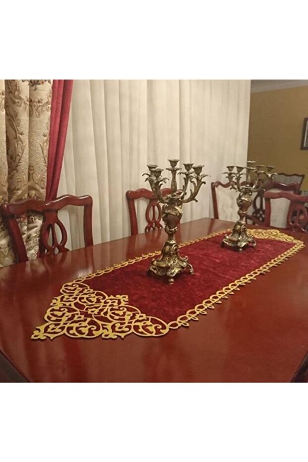 Plain Patterned Leather Velvet Runner - 1