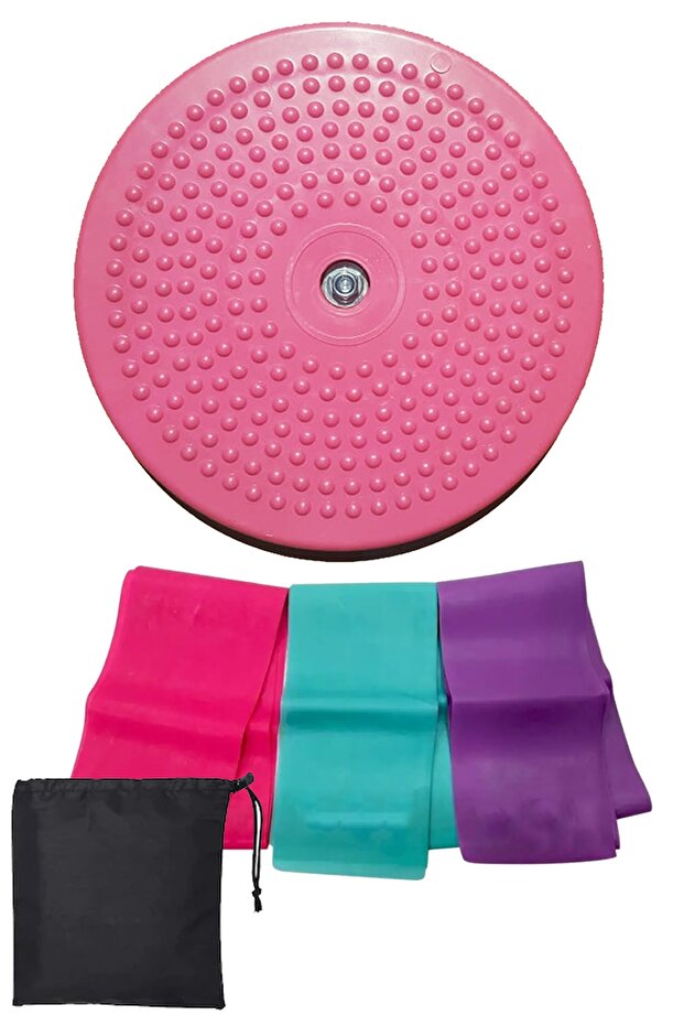 3-Piece Pilates Band Elastic Light Medium Hard Resistance Twister Disc Waist Slimming Pilates Set with Bag