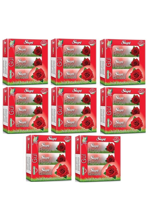 Islak Havlu Mendil 50 Yaprak 24 Lü Set Gül/Rose Kapaklı (8Pk*3) - 1