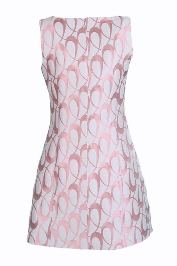 Sen A-1 Pembe Hare Brokar Mini Elbise - 2