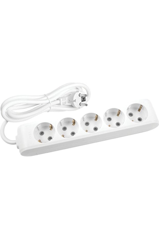 Multi-Let 5-Piece 3-Meter Grounded Child Proof Socket - 1