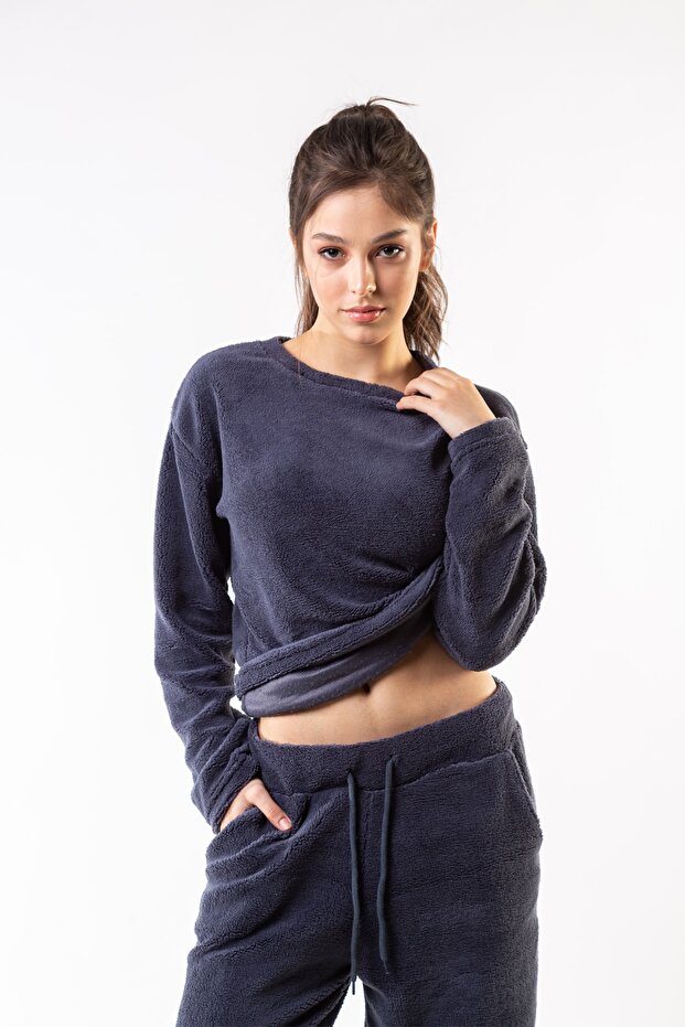 Kadın Mavi Wellsoft Basic Yaka Takım - 2