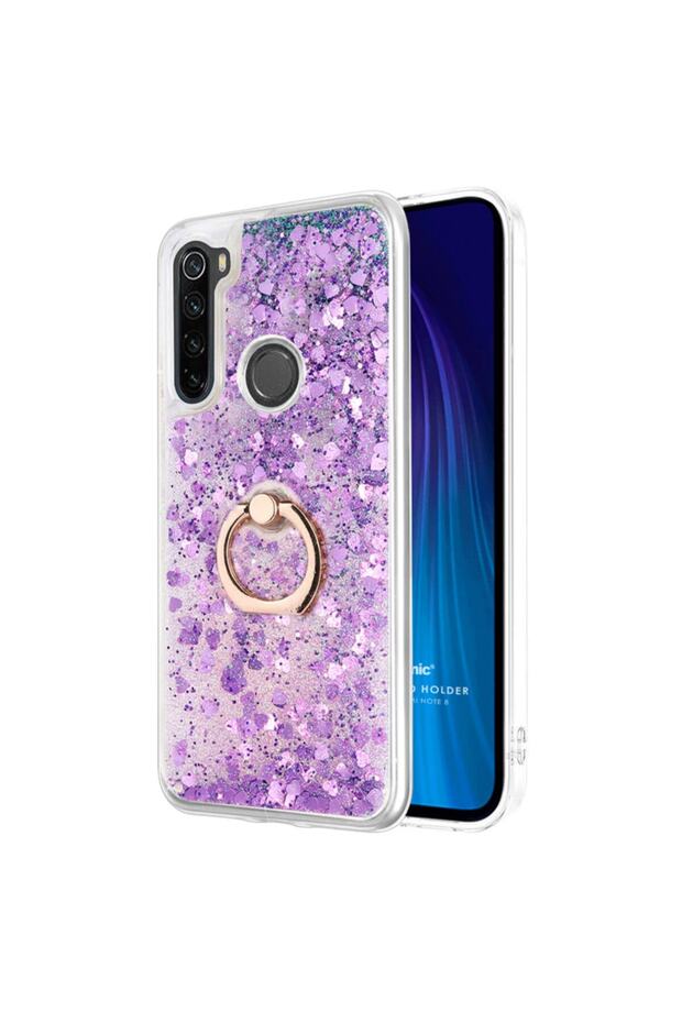 Xiaomi Redmi Note 8 Kılıf Glitter Liquid Holder Mor - 1