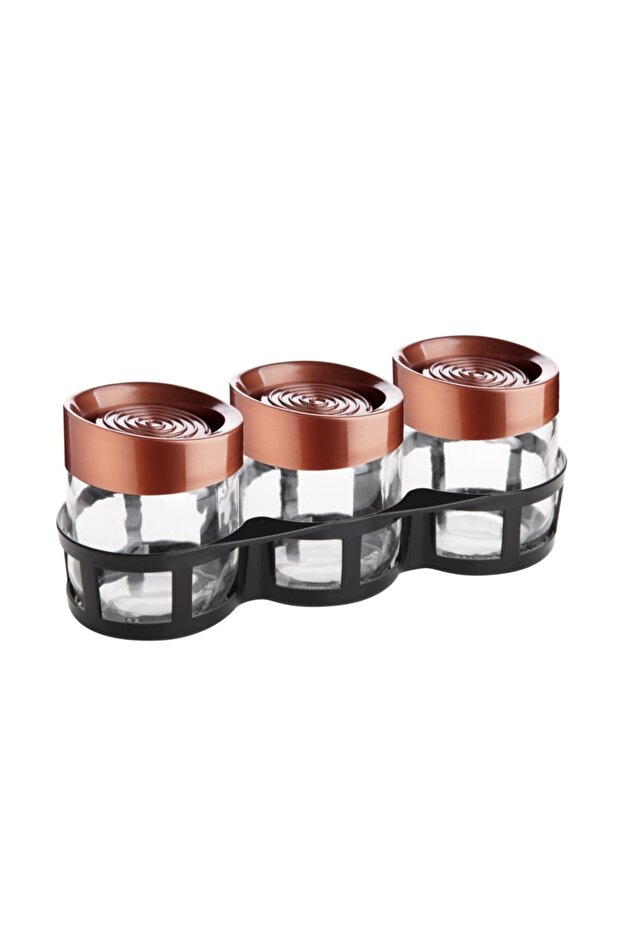 Striped Glass Spice Rack Set "3 Pieces 425 Cc"