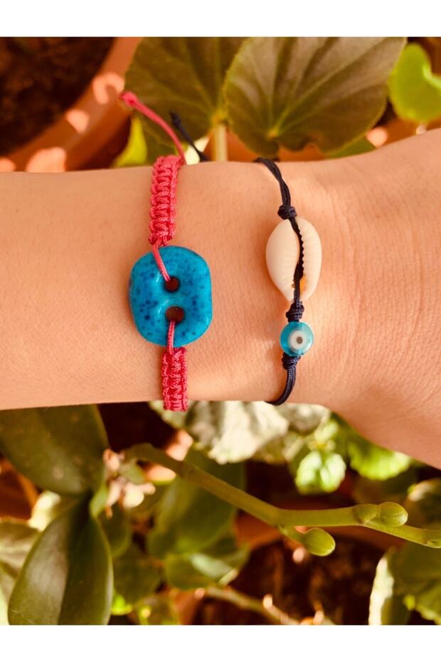 Pink Syriac Bracelet and Seashell 2-Piece Combination