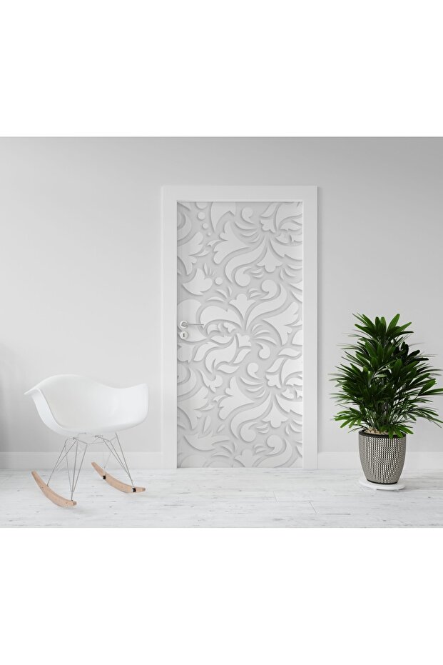 White Thick Foil Patterned Adhesive Door Covering Foil/200cmx90cm