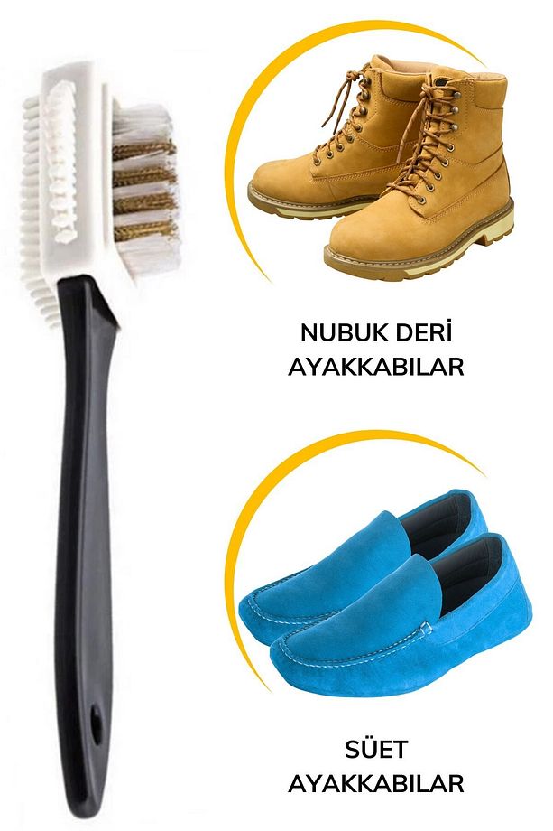 Çift Taraflı Pratik Taşınabilir Süet Nubuk Deri Çizme Bot Ayakkabı Temizleme Bakım Fırçası - 3