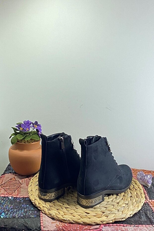 Siyah Süet Topuklu Bot - 3