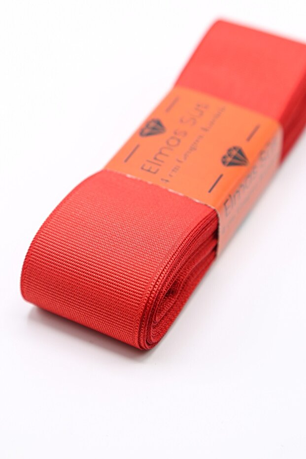 شريط أحمر من الحرير المضلع (4 سم - 10 م)