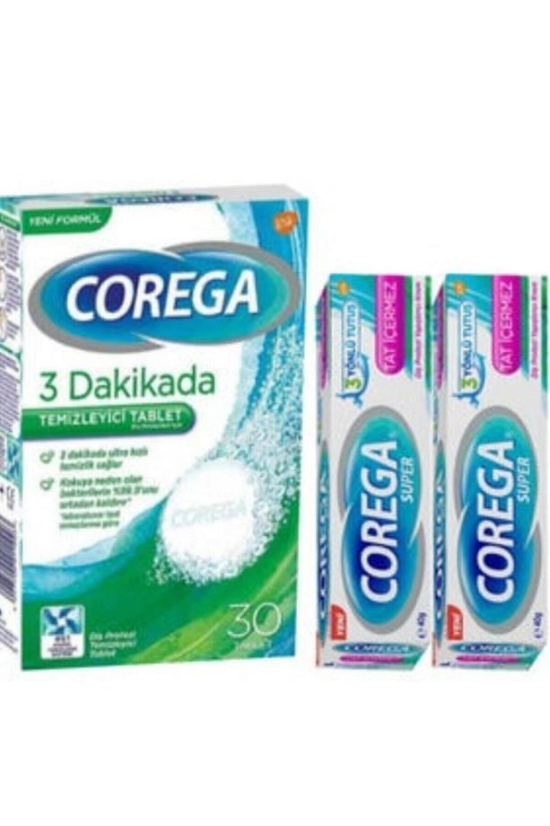 Diş Protezi Temizleyici Tablet 30 Adet Ve Krem Tat Içermez 40 gr X 2 Adet - 1