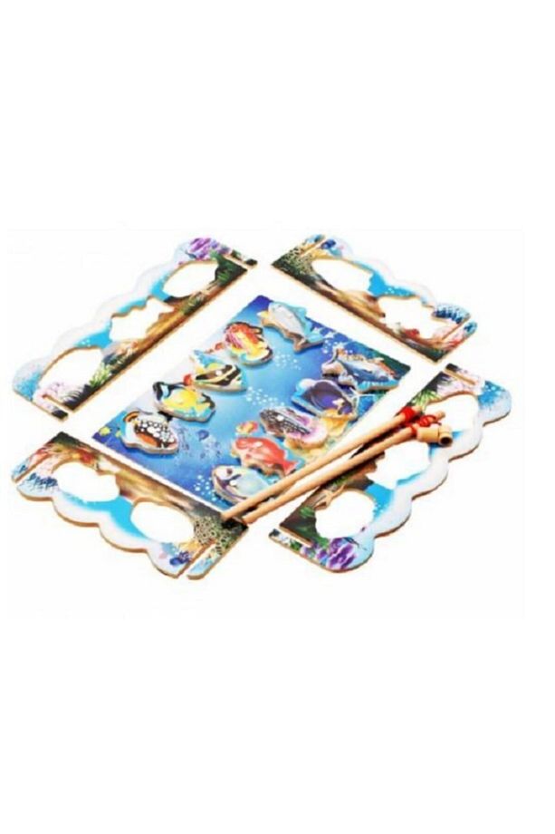 4'in 1 Set Eğitici Ahşap Oyuncaklar Selefon Mini Tel Labirent Helezon Tekli Kule Balık Tutma - 2