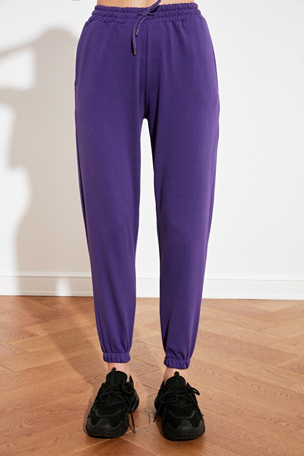 Lila Basic Jogger Strick Dünne Jogginghose TWOAW21EA0194 - 7