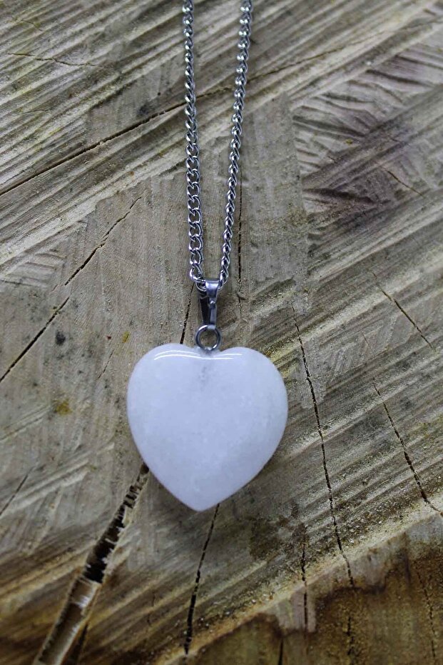 Quartz Natural Stone Heart Necklace Tky0109