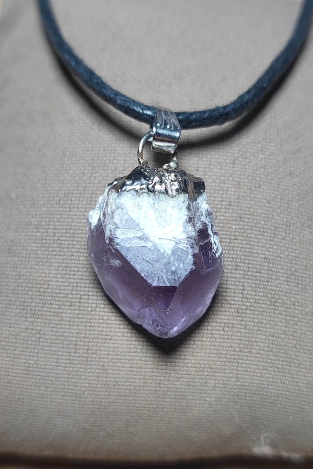 Amethyst Stone Raw Natural Necklace