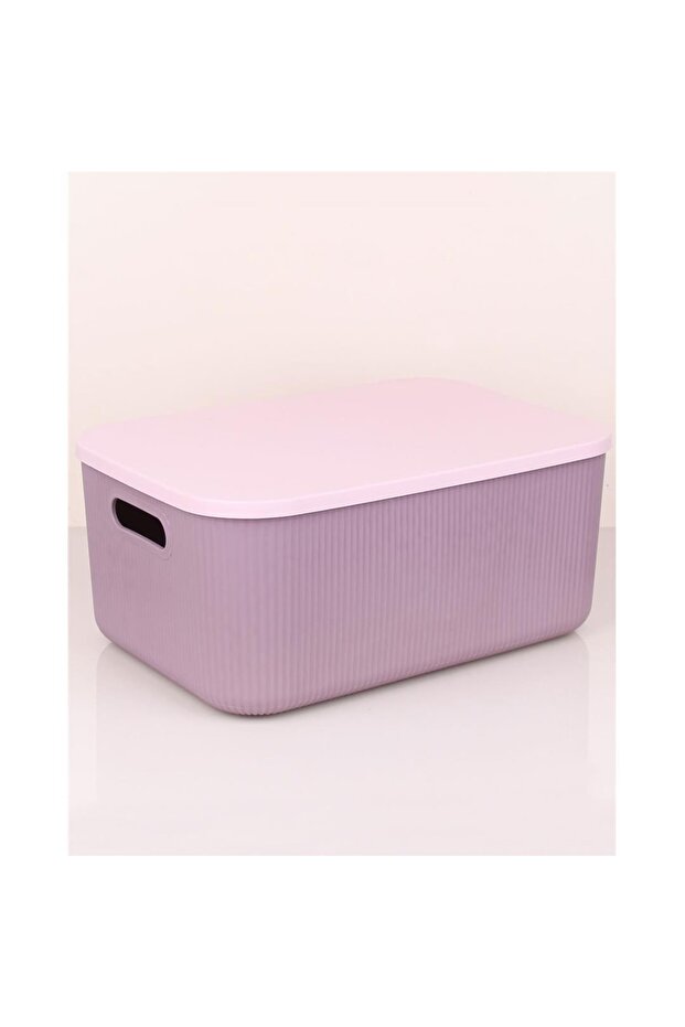 Lova Shell 3'lü 13lt Lila Dekoratif Çok Amaçlı Saklama Kutusu Düzenleyici Set (STORAGE BOX) - 3