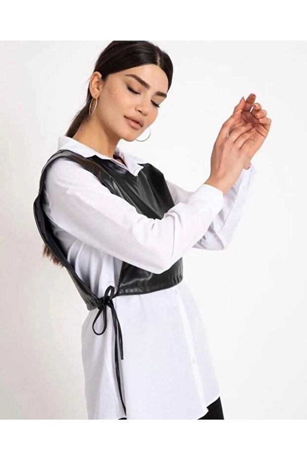 Deri Yelekli Gömlek - 1